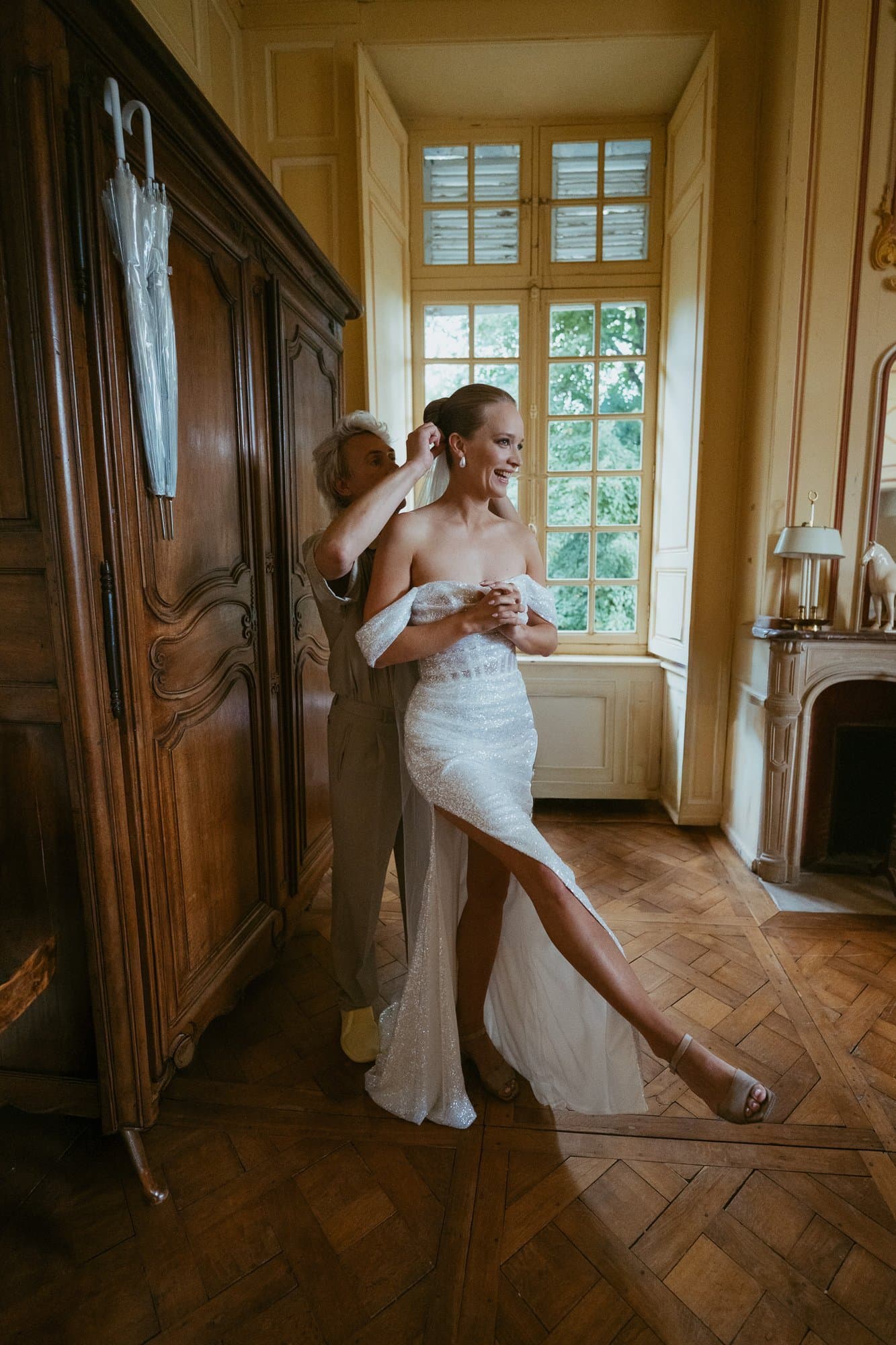 Wedding portrait at a chateau in France