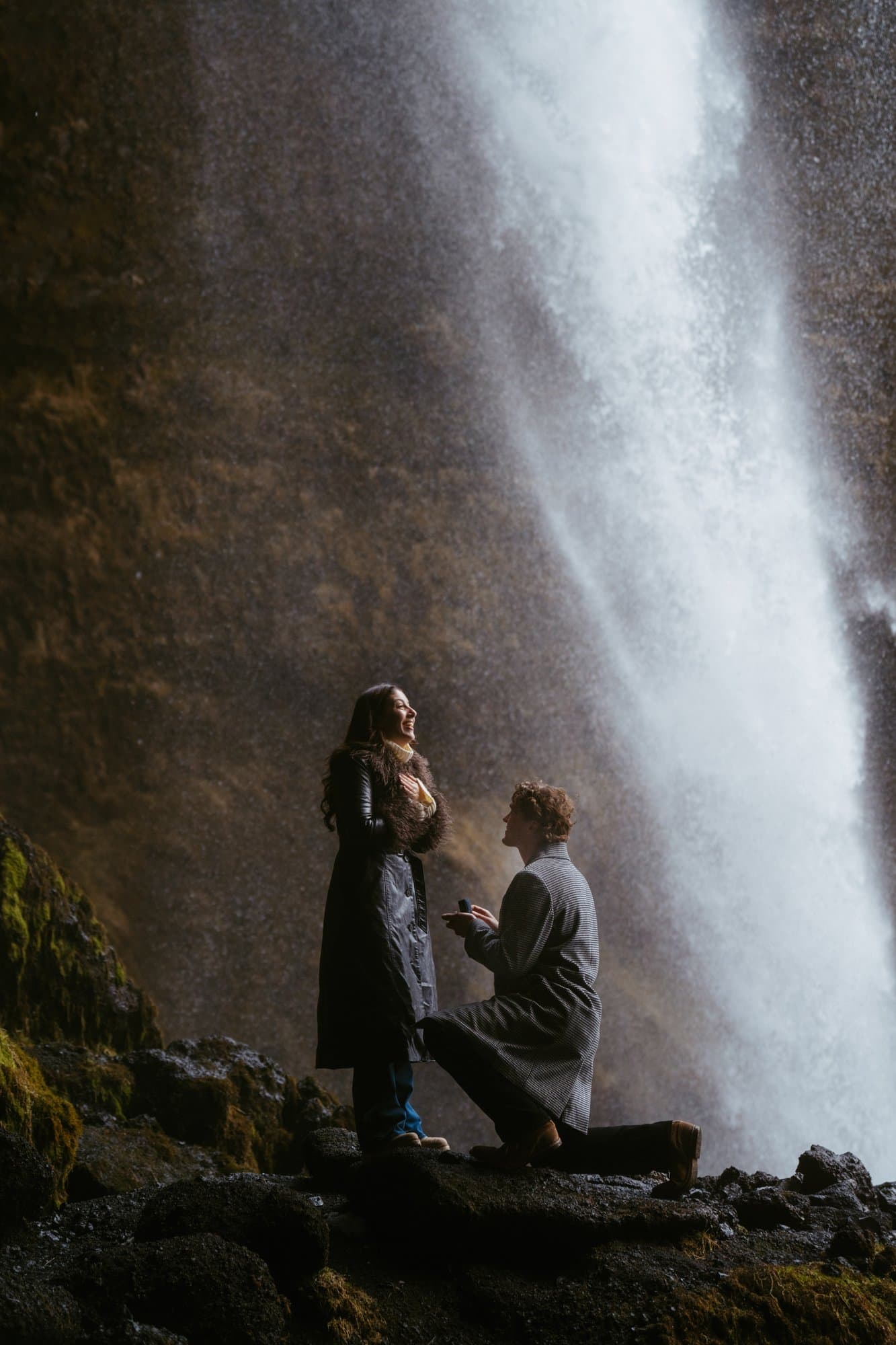 Couple portrait after their Iceland proposal