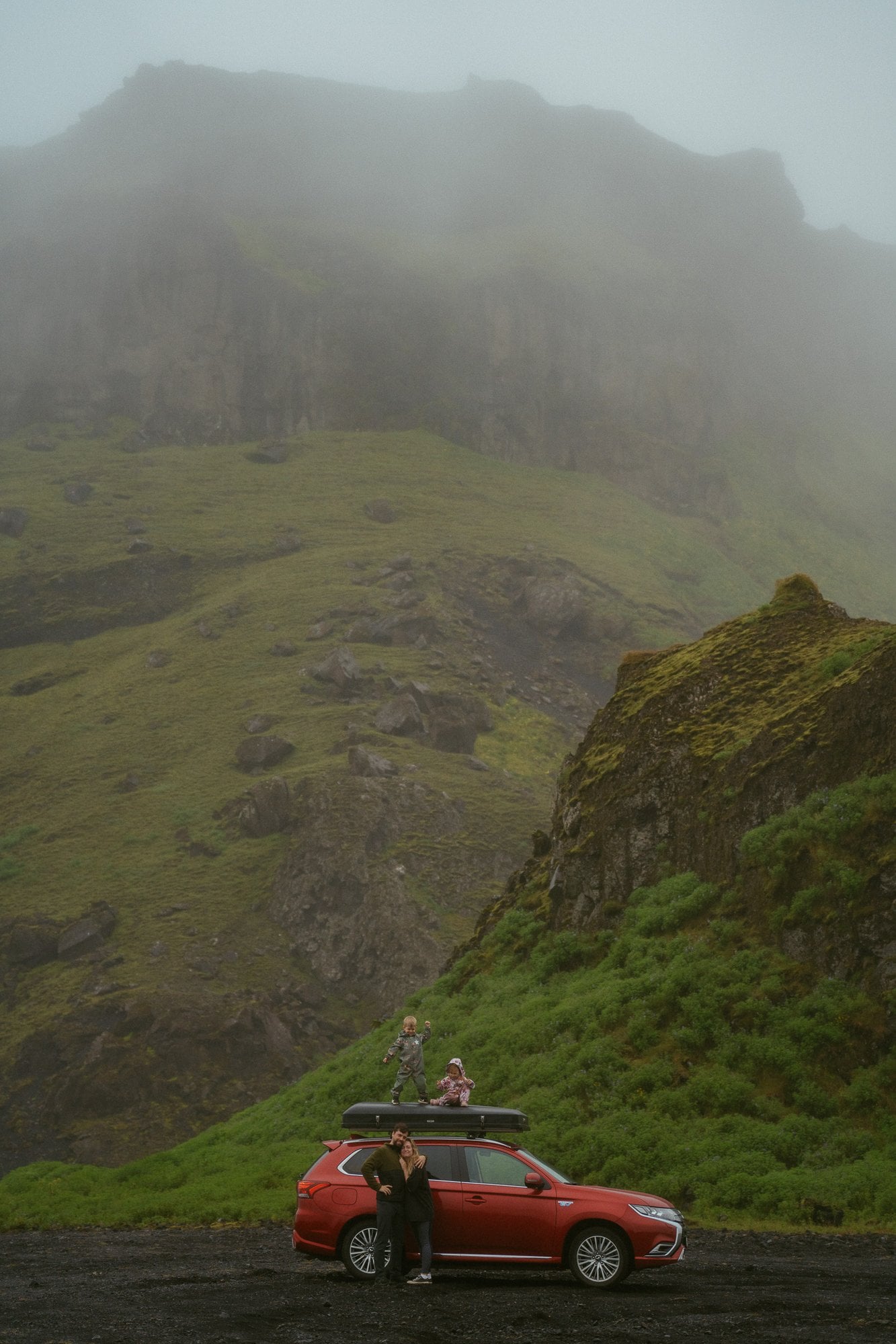 A misty green canyon on a weekend drive in Iceland