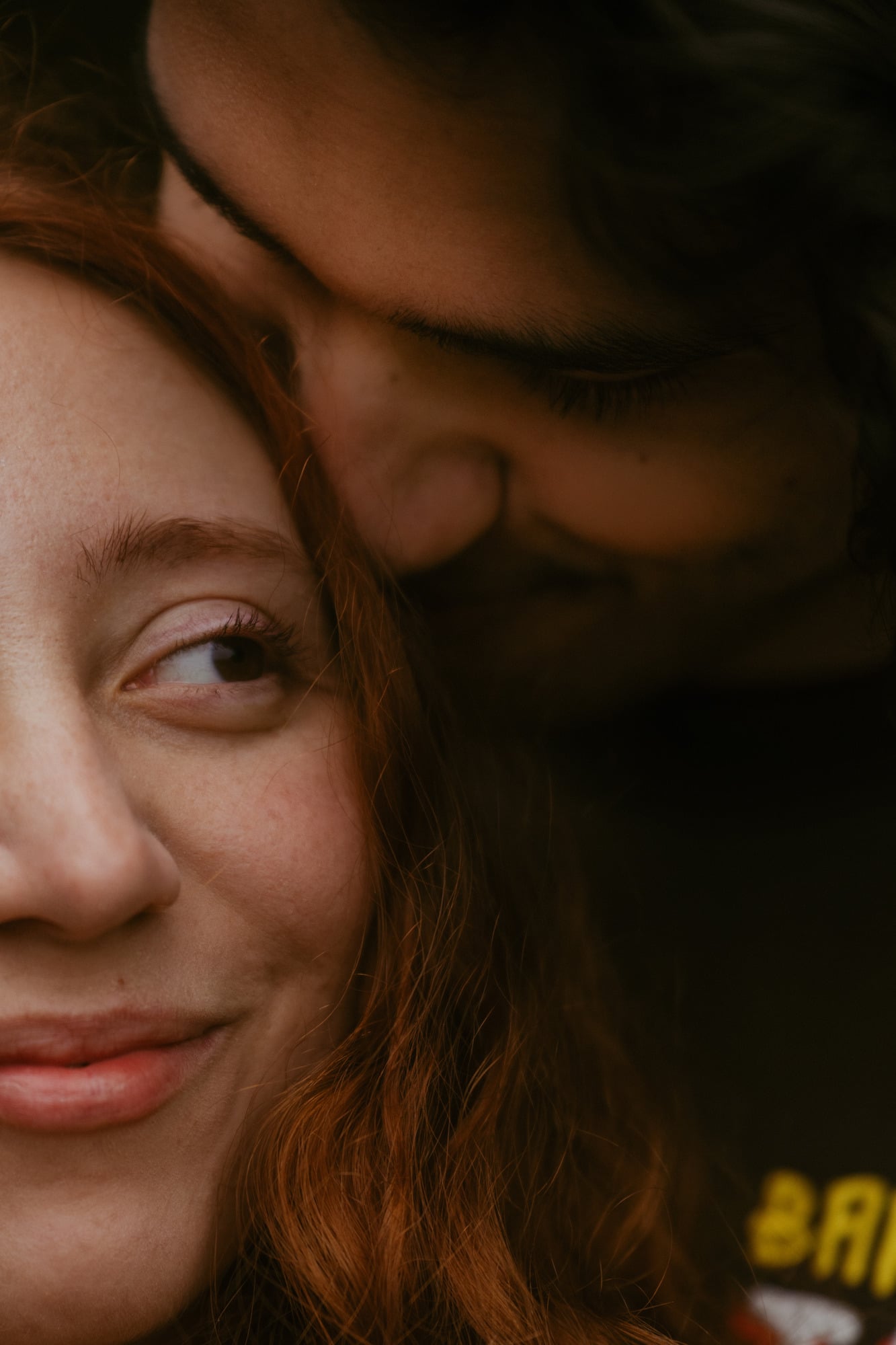 Close portrait of a newly engaged couple in Iceland