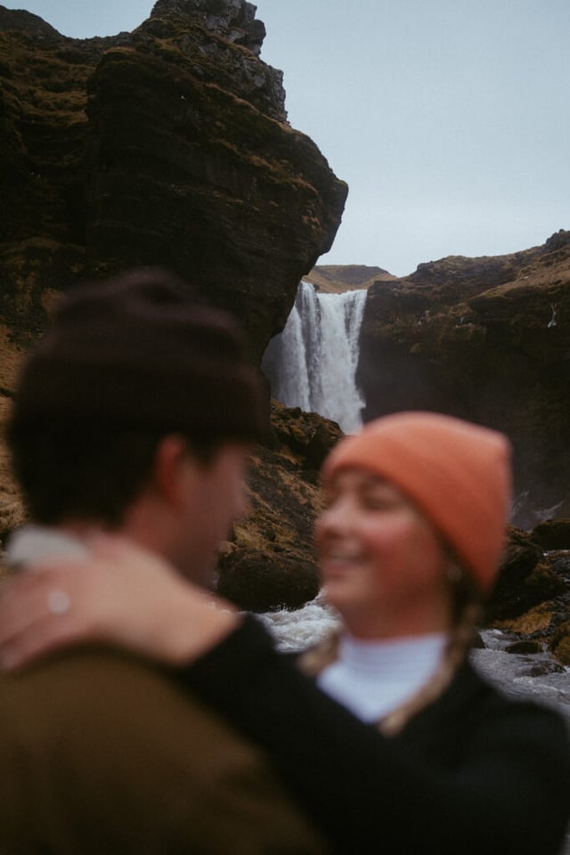 Ian & Maggie’s Surprise Winter Proposal at Kvernufoss – An Unforgettable Iceland Moment