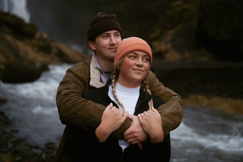 Ian & Maggie’s Surprise Winter Proposal at Kvernufoss – An Unforgettable Iceland Moment