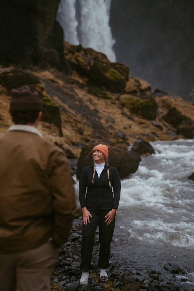Ian & Maggie’s Surprise Winter Proposal at Kvernufoss – An Unforgettable Iceland Moment