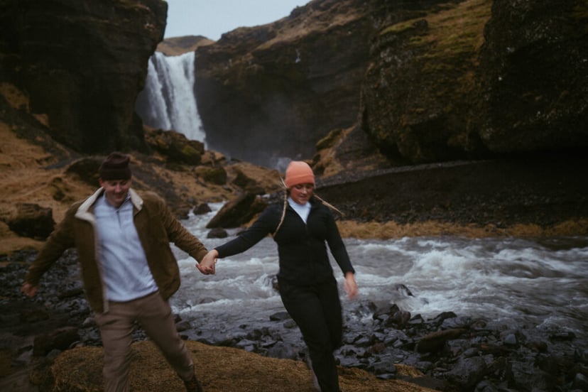Ian & Maggie’s Surprise Winter Proposal at Kvernufoss – An Unforgettable Iceland Moment