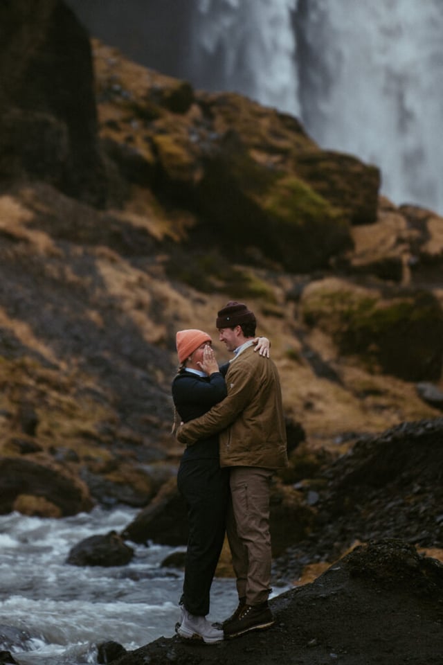 Ian & Maggie’s Surprise Winter Proposal at Kvernufoss – An Unforgettable Iceland Moment