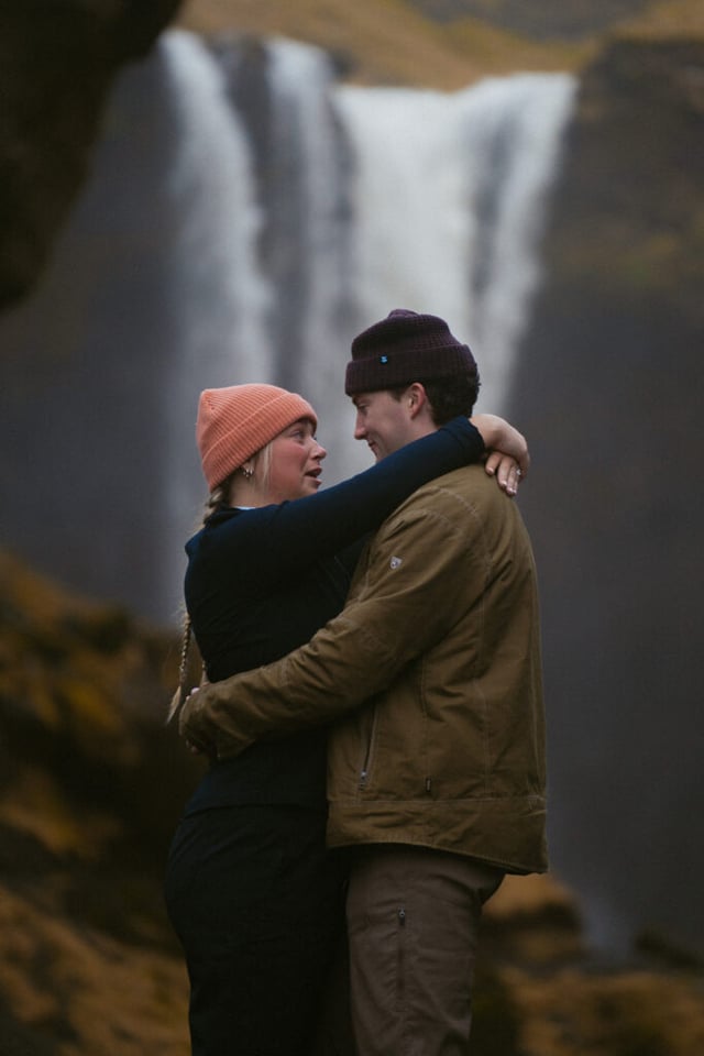 Ian & Maggie’s Surprise Winter Proposal at Kvernufoss – An Unforgettable Iceland Moment