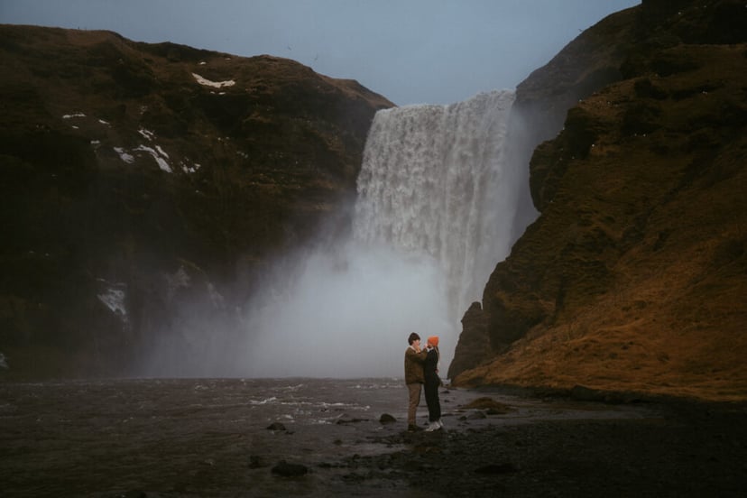 Ian & Maggie’s Surprise Winter Proposal at Kvernufoss – An Unforgettable Iceland Moment