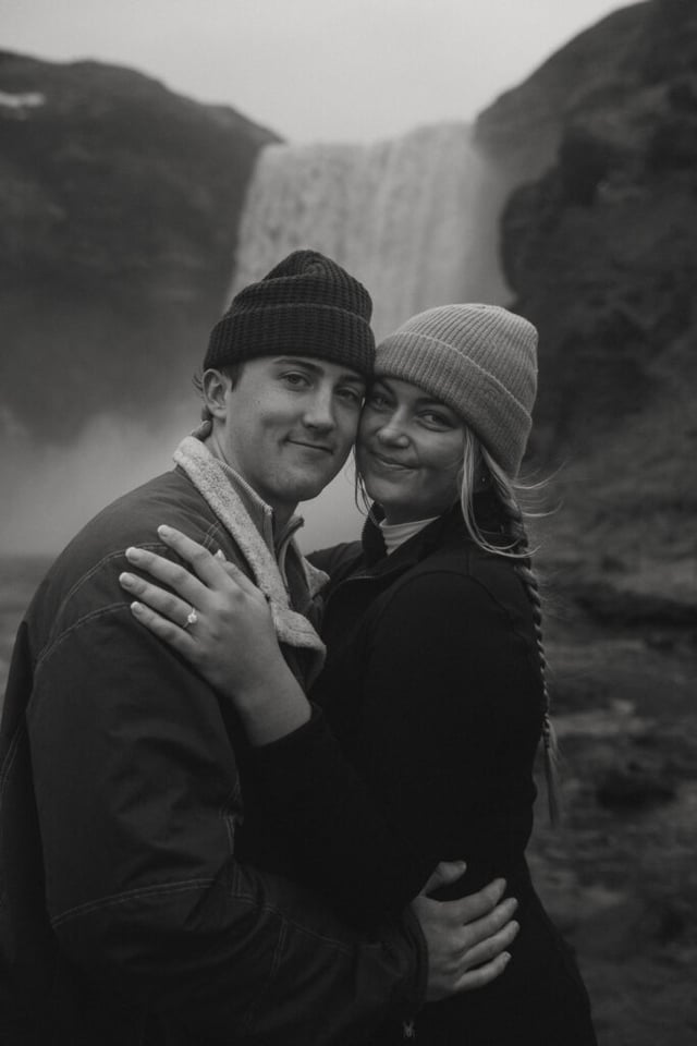 Ian & Maggie’s Surprise Winter Proposal at Kvernufoss – An Unforgettable Iceland Moment