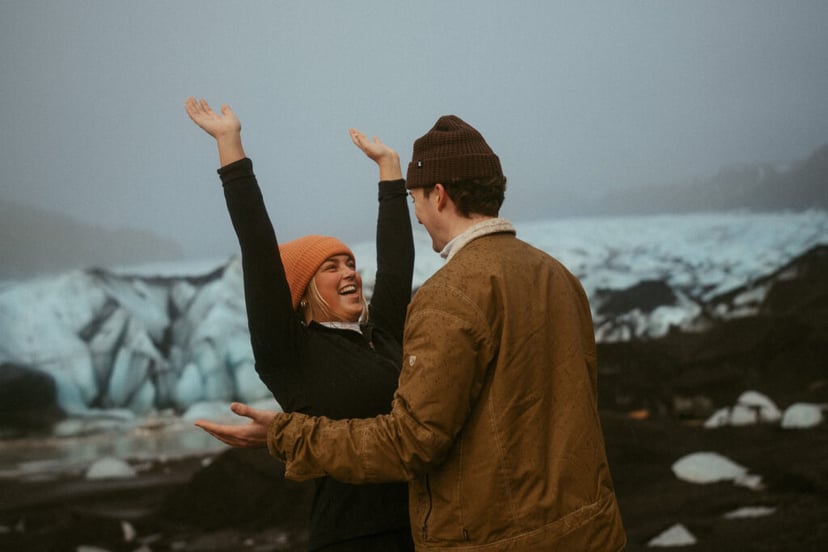 Ian & Maggie’s Surprise Winter Proposal at Kvernufoss – An Unforgettable Iceland Moment