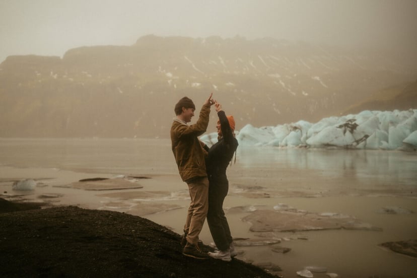 Ian & Maggie’s Surprise Winter Proposal at Kvernufoss – An Unforgettable Iceland Moment