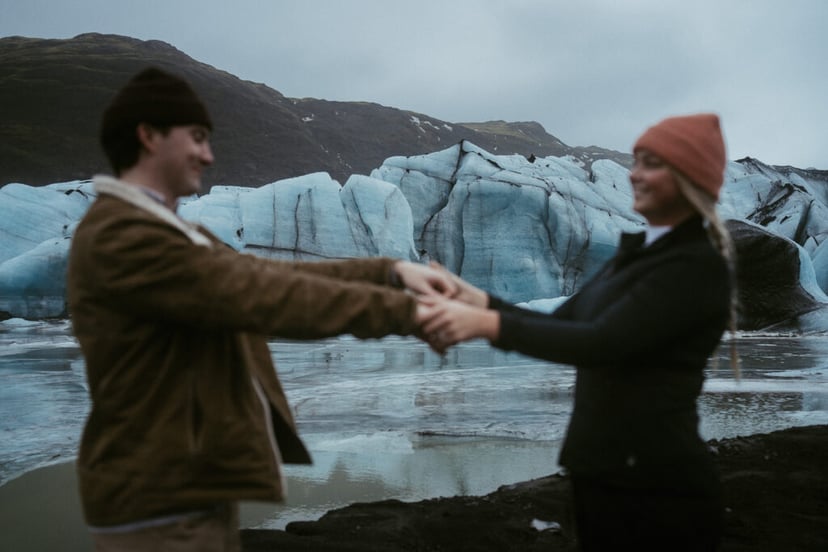 Ian & Maggie’s Surprise Winter Proposal at Kvernufoss – An Unforgettable Iceland Moment