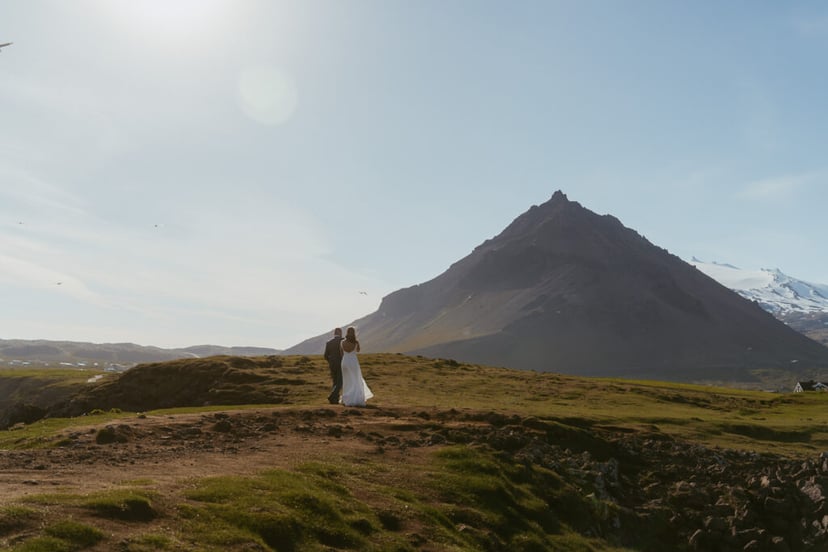 Iceland Wedding Photos on Snæfellsnes – Waterfalls, Lava Fields & Fog