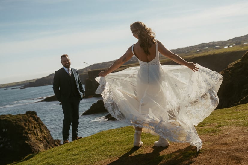 Iceland Wedding Photos on Snæfellsnes – Waterfalls, Lava Fields & Fog