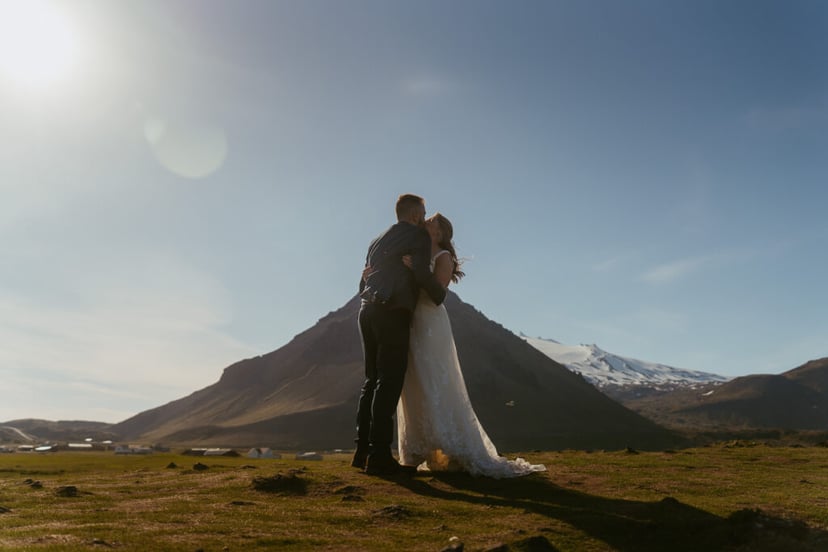 Iceland Wedding Photos on Snæfellsnes – Waterfalls, Lava Fields & Fog