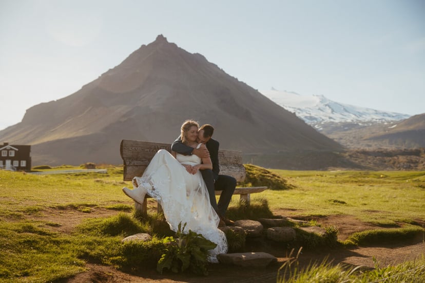 Iceland Wedding Photos on Snæfellsnes – Waterfalls, Lava Fields & Fog