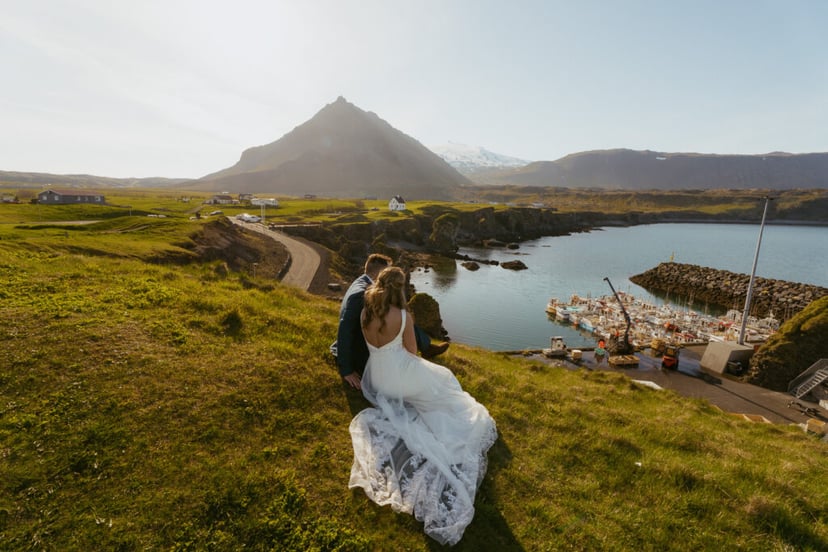 Iceland Wedding Photos on Snæfellsnes – Waterfalls, Lava Fields & Fog