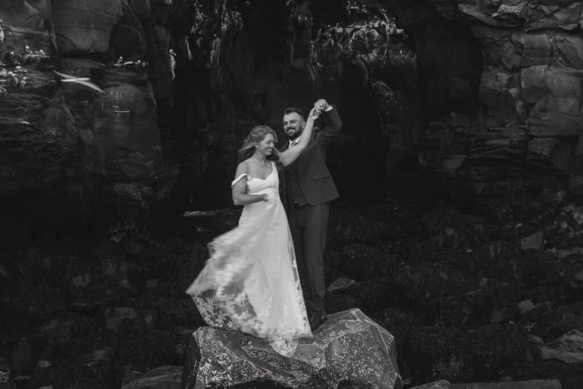 Iceland Wedding Photos on Snæfellsnes – Waterfalls, Lava Fields & Fog