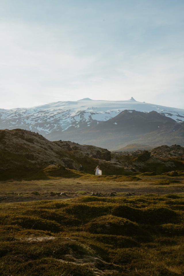 Couple during wedding photo session on Snæfellsnes Peninsula in Iceland