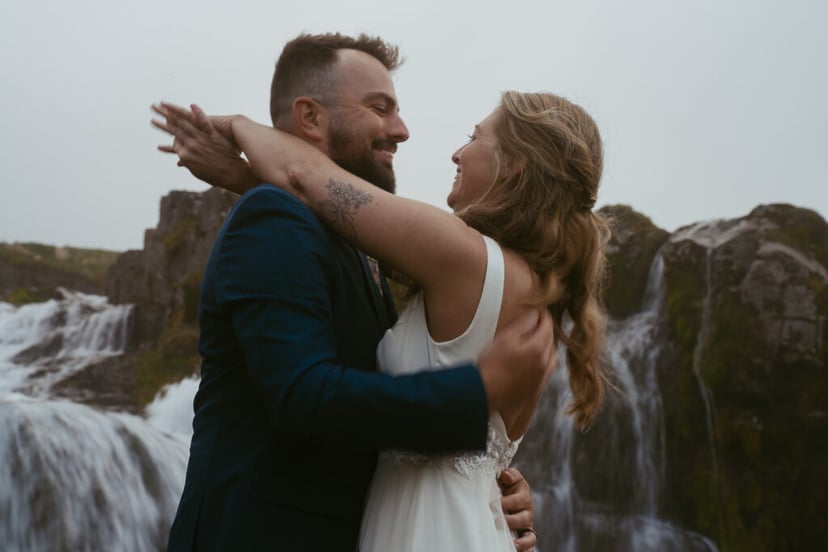 Iceland Wedding Photos on Snæfellsnes – Waterfalls, Lava Fields & Fog