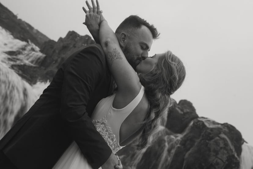 Iceland Wedding Photos on Snæfellsnes – Waterfalls, Lava Fields & Fog