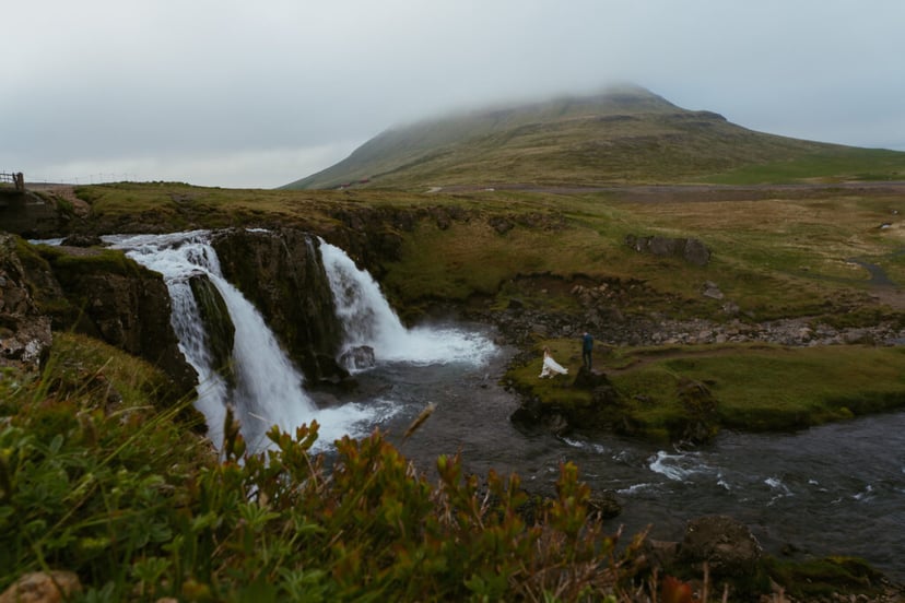 Iceland Wedding Photos on Snæfellsnes – Waterfalls, Lava Fields & Fog