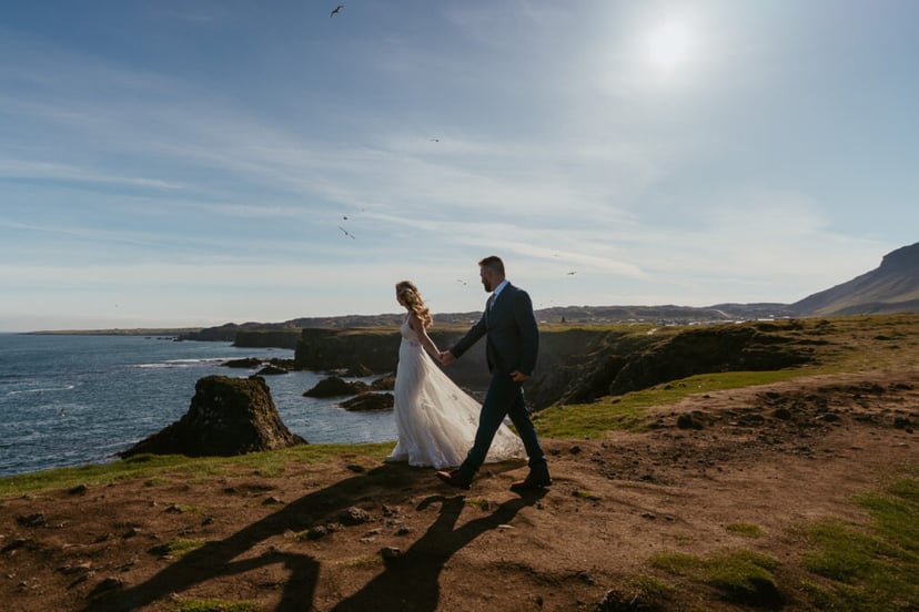 Iceland Wedding Photos on Snæfellsnes – Waterfalls, Lava Fields & Fog