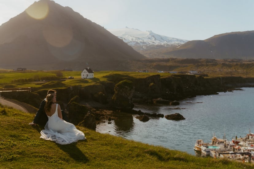Iceland Wedding Photos on Snæfellsnes – Waterfalls, Lava Fields & Fog