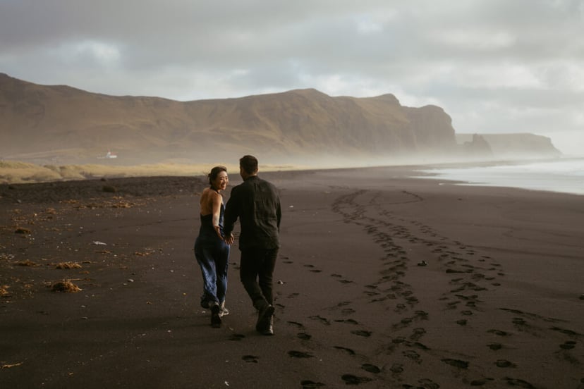 Iceland Engagement Session | Felicia & Deno at Víkurfjara Beach