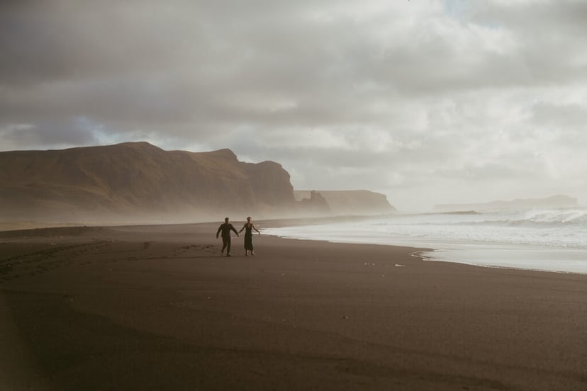 Iceland Engagement Session | Felicia & Deno at Víkurfjara Beach