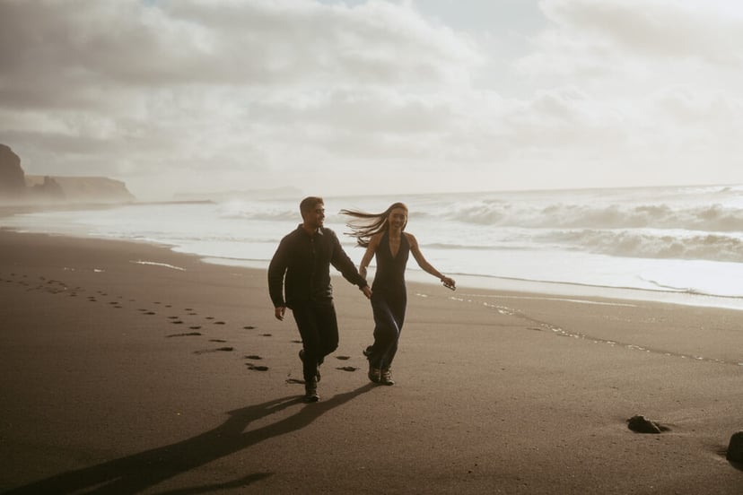 Iceland Engagement Session | Felicia & Deno at Víkurfjara Beach