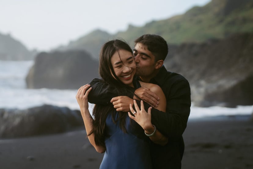 Iceland Engagement Session | Felicia & Deno at Víkurfjara Beach