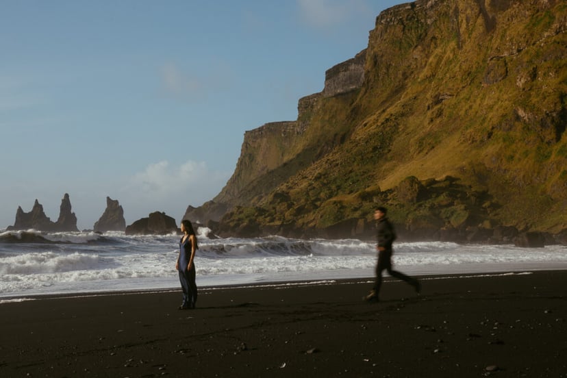 Iceland Engagement Session | Felicia & Deno at Víkurfjara Beach