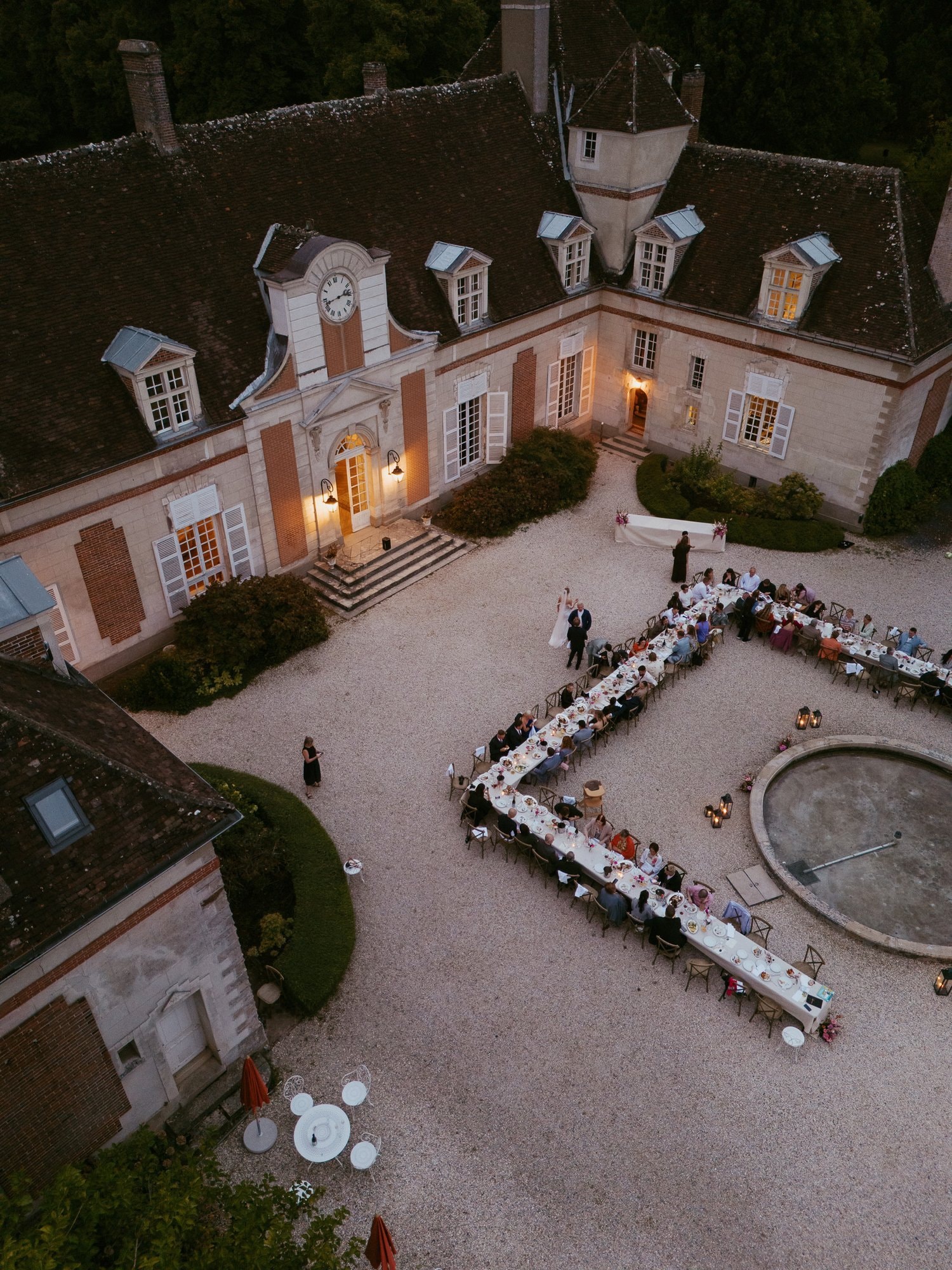 Chateau grounds at dusk in Burgundy, France