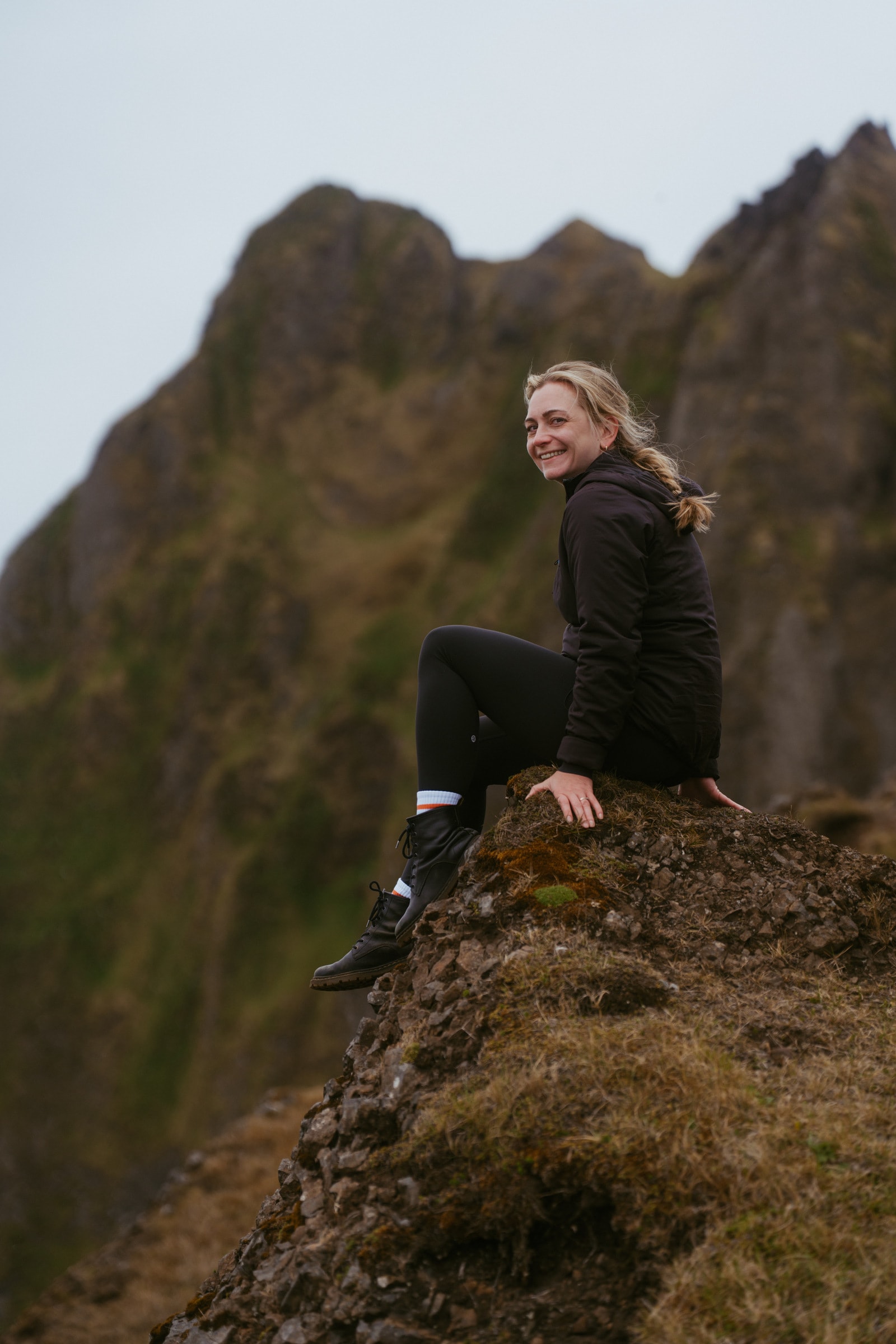 Caroline Vabrit on a clifftop in Iceland