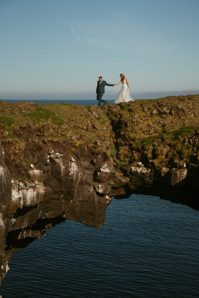Couple during wedding photo session on Snæfellsnes Peninsula in Iceland
