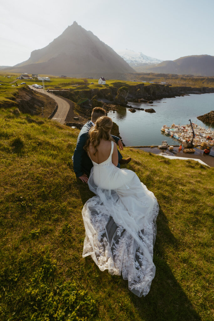 Couple during wedding photo session on Snæfellsnes Peninsula in Iceland