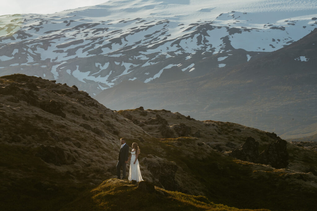 Couple during wedding photo session on Snæfellsnes Peninsula in Iceland