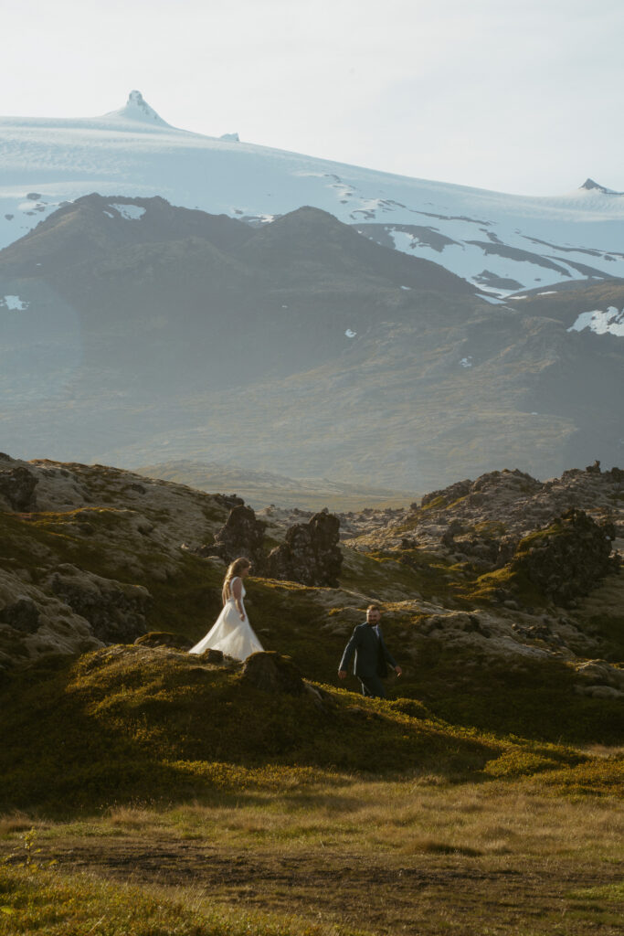 Couple during wedding photo session on Snæfellsnes Peninsula in Iceland